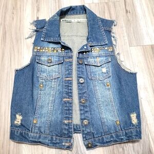 Distressed Denim Vest - Dollhouse - Medium